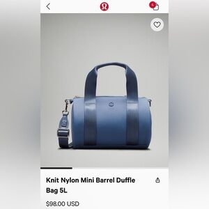 NWT Knit Nylon Mini Barrel Duffle
Bag 5L